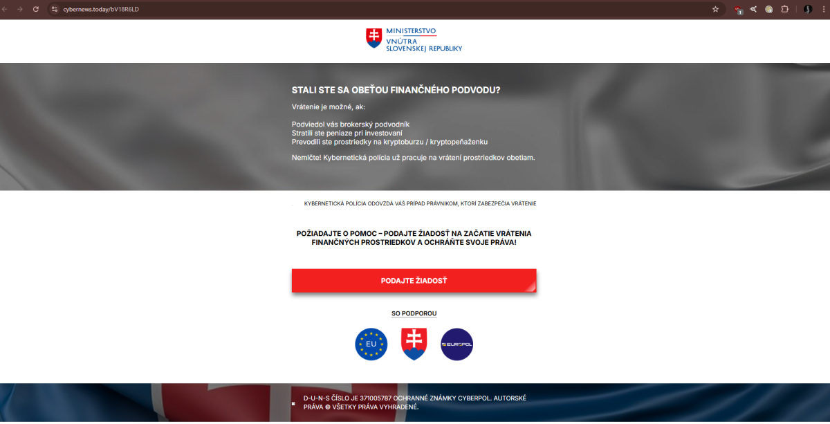 Z reklamy na web "Ministestva vnútra"